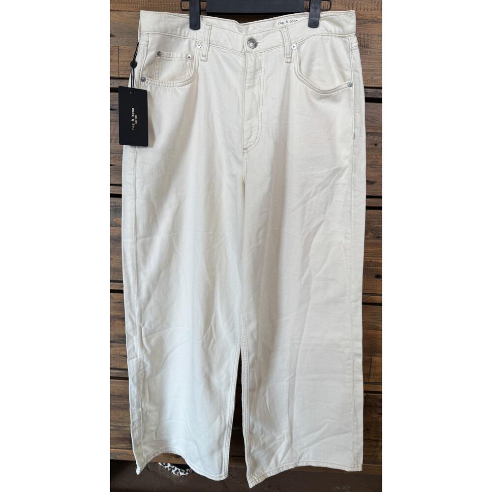 Rag & Bone The Andi Jeans Womens 31 Ecru High Rise Featherweight Wide Leg
